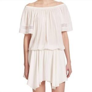 Ramy Brook Jessa Plisse Off The Shoulder Dress in White